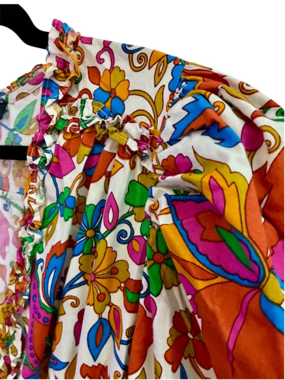 House of Harlow 1960 Nicole Richie Floral Puff Sleeve Smocked Mini Dress Medium - Picture 9 of 11